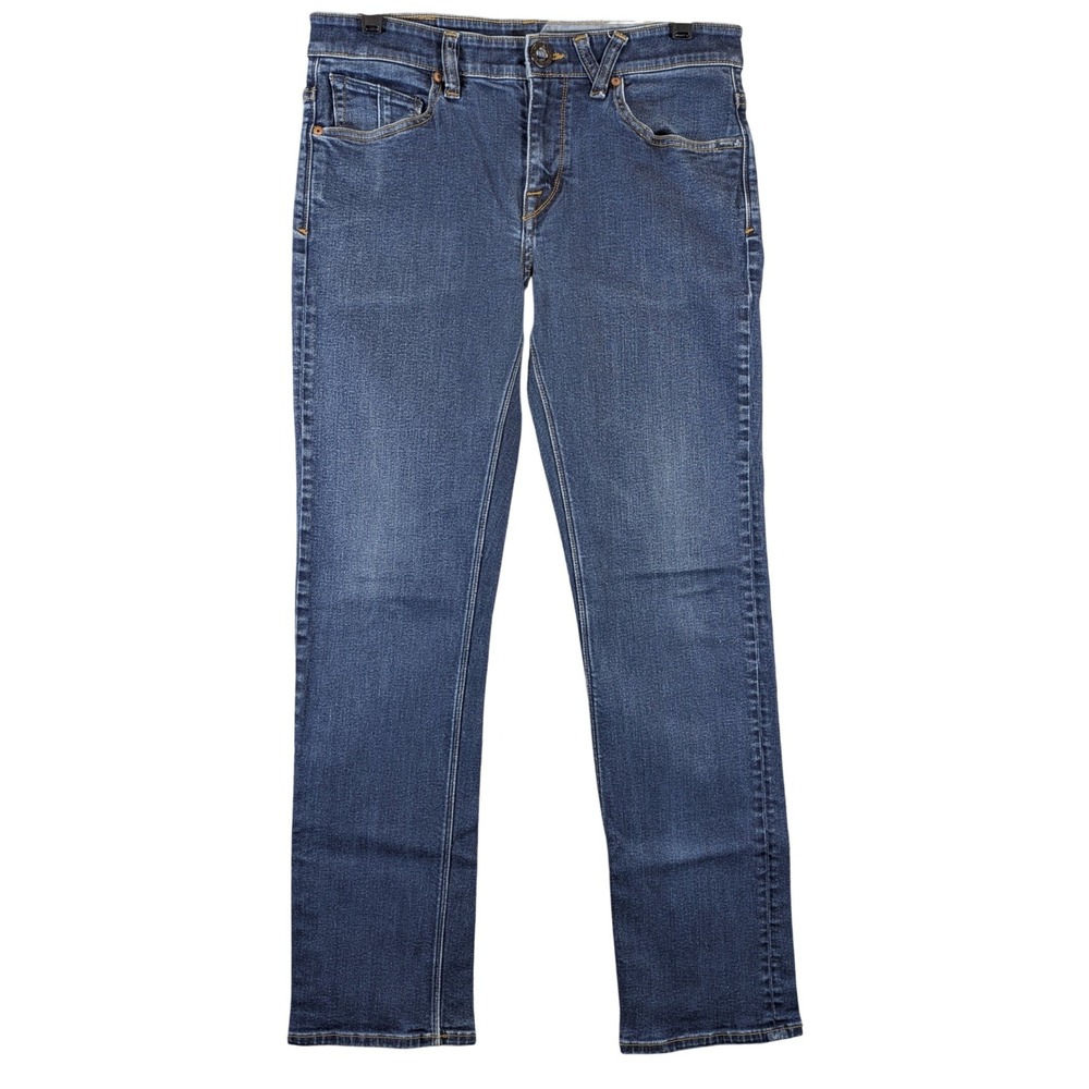 Volcom Solver Modern Straight Jeans Dark Wash Denim Pants Size 30 (Fits‎ 30x30)